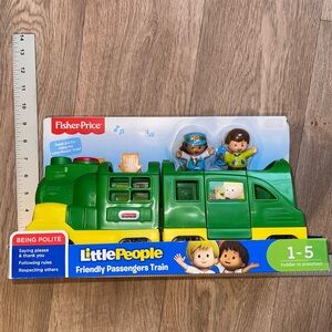 Fisher Price Little People Friendly Green Passenger Train with Sounds & Light